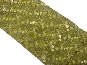 アンティーク　松葉に亀甲・七宝模様織り出し丸帯（材料）